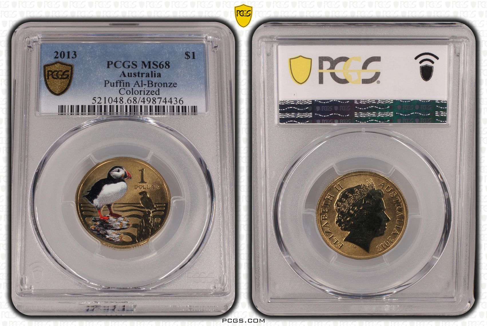 Puffin Al-Bronze , One Dollar, 2013, PCGS MS68