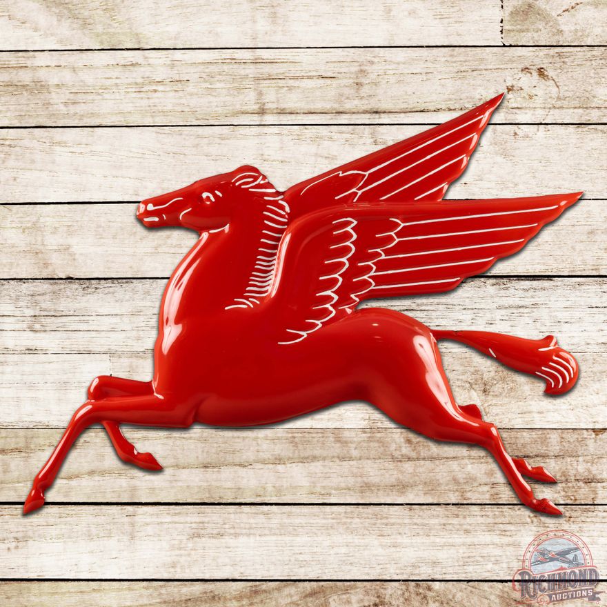Superb Mobil Pegasus Embossed Die Cut Single Sided Porcelain Sign