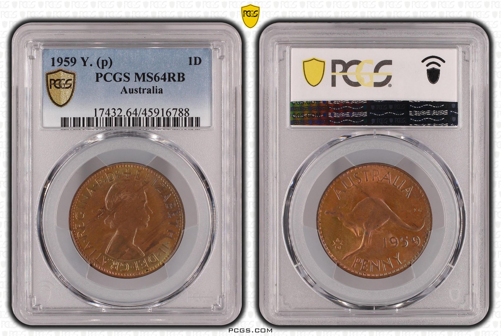 1959 Australia Penny PCGS - MS64BN -788