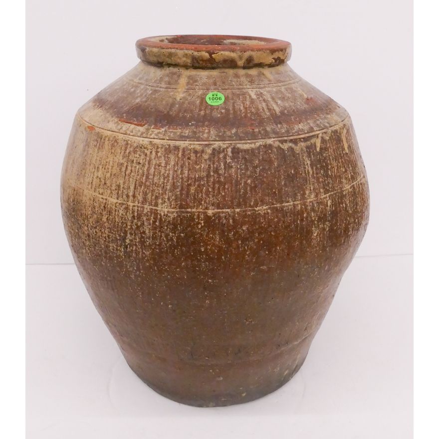 Meiji Japanese Reddish Brown Provincial Jar- 17''