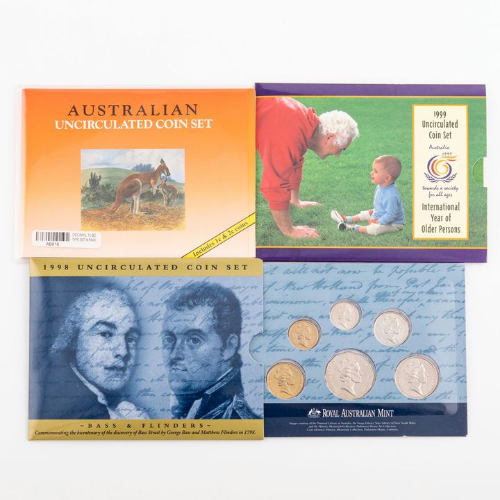 Elizabeth II, Five Cents - Two Dollars, 1998 - 1999, UNC