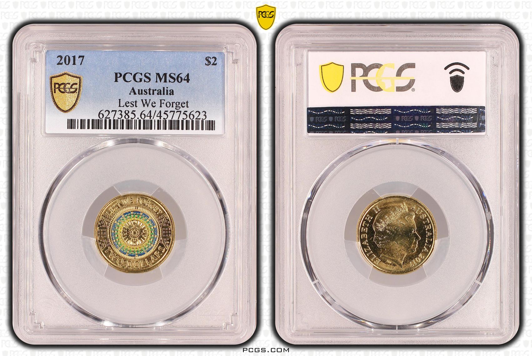 Elizabeth II, Lest We Forget, Two Dollar, 2017, PCGS MS64