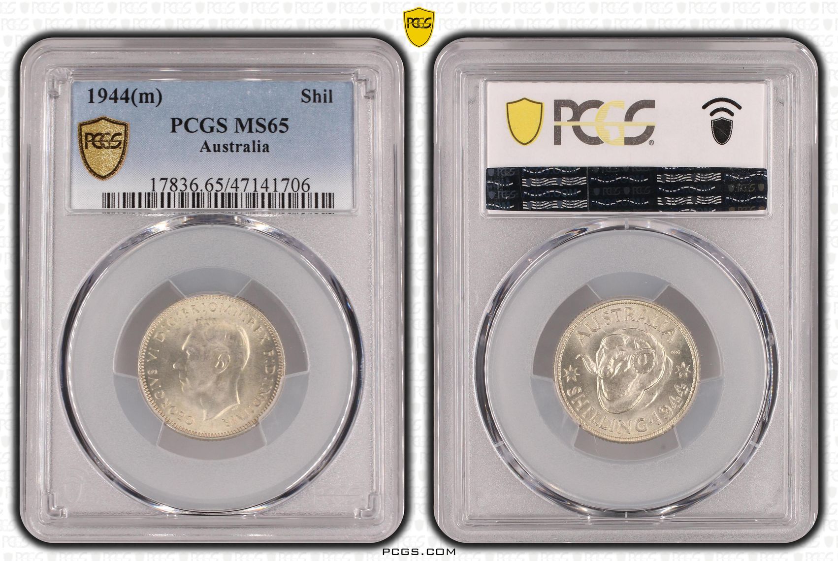 Shilling, 1944(m), PCGS MS 65
