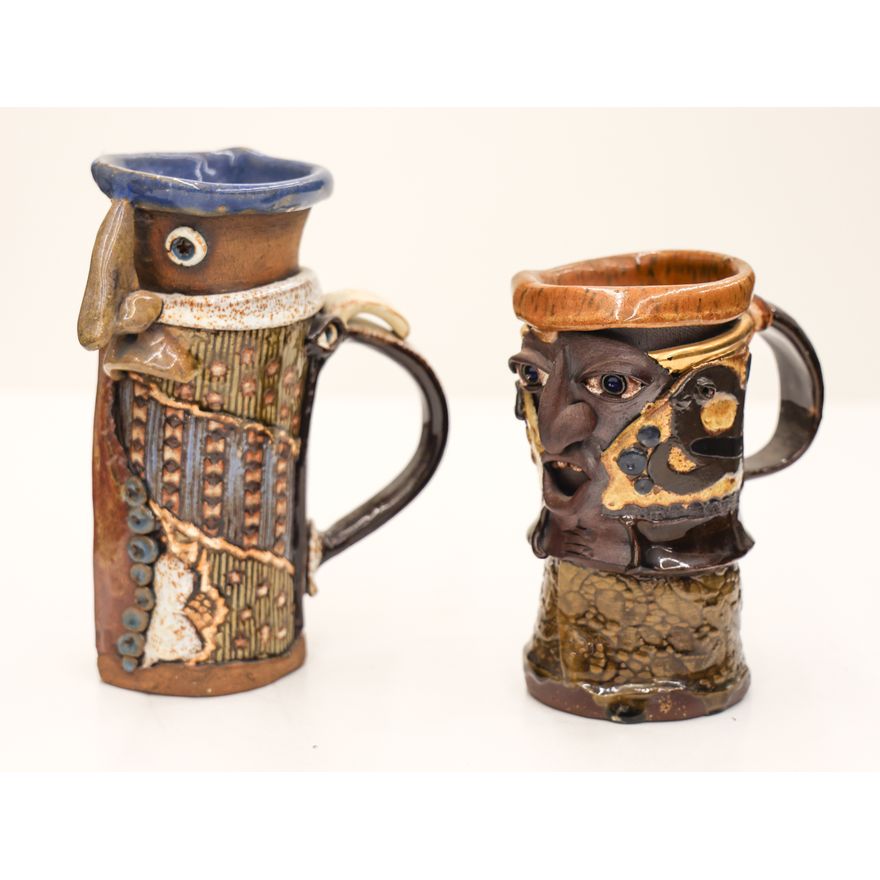 2pc Ben Sams Sculptural Mugs Ceramic