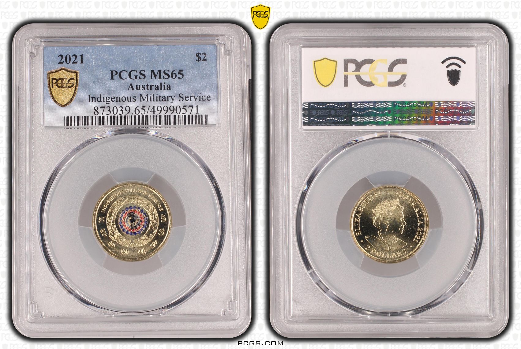 Indigenous Military Service Colourised, Two Dollar, 2021, PCGS MS65