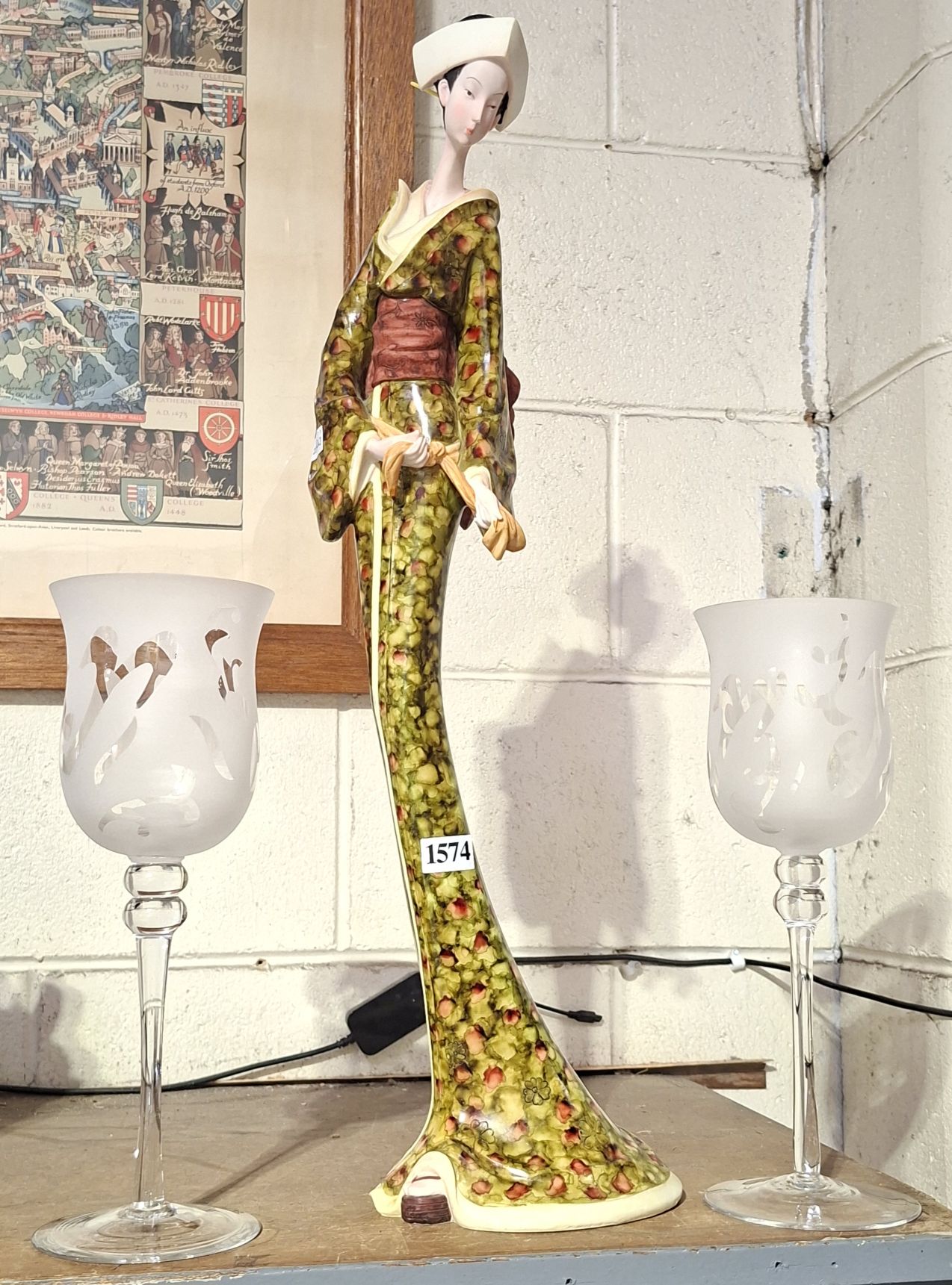 Japanese Lady Figurine And Candle Holder