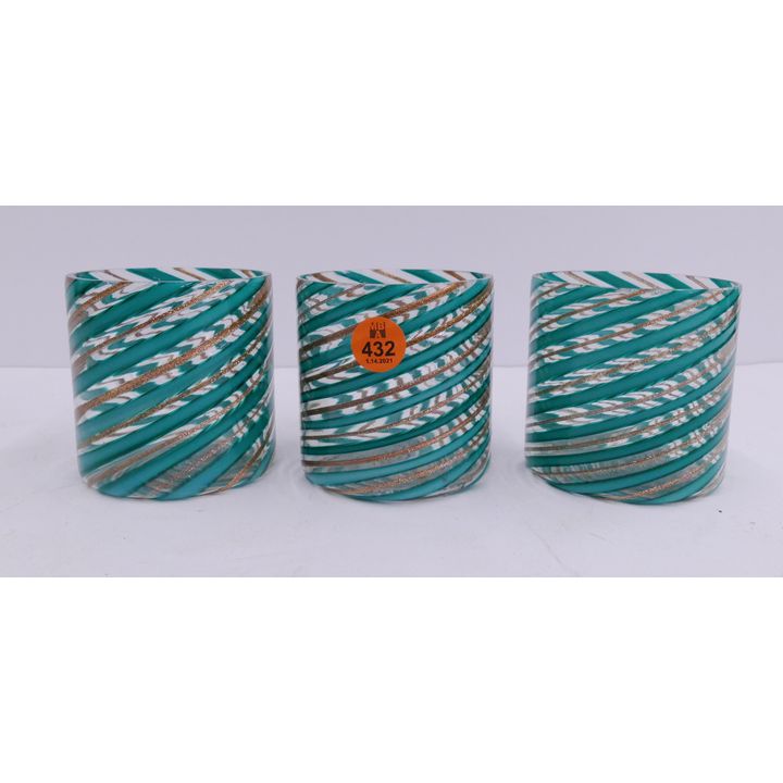 3pc Murano Mezza Filigrana Glasses- 3''