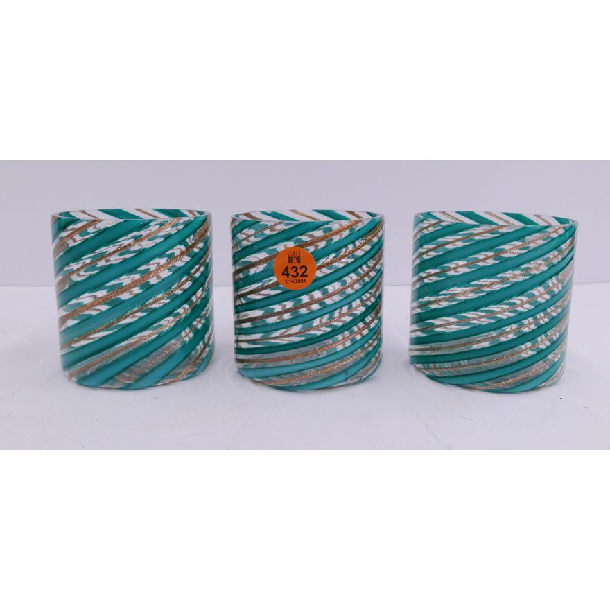 3pc Murano Mezza Filigrana Glasses- 3''
