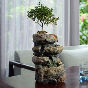 KALONA INDOOR FOUNTAIN EXQUISITE ROCKERY FOUNTAINS SOOTHING SOUND TABLETOP FOUNTAINS HOME/OFFICE DECOR WITH A SMALL PLASTIC POT TO