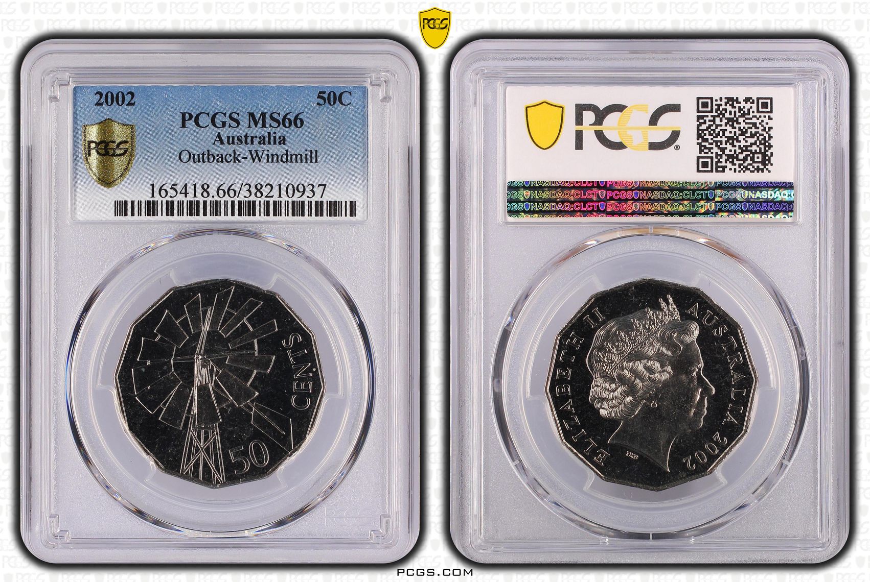 Elizabeth II, Outback-Windmill, Fifty Cent, 2002, PCGS MS66