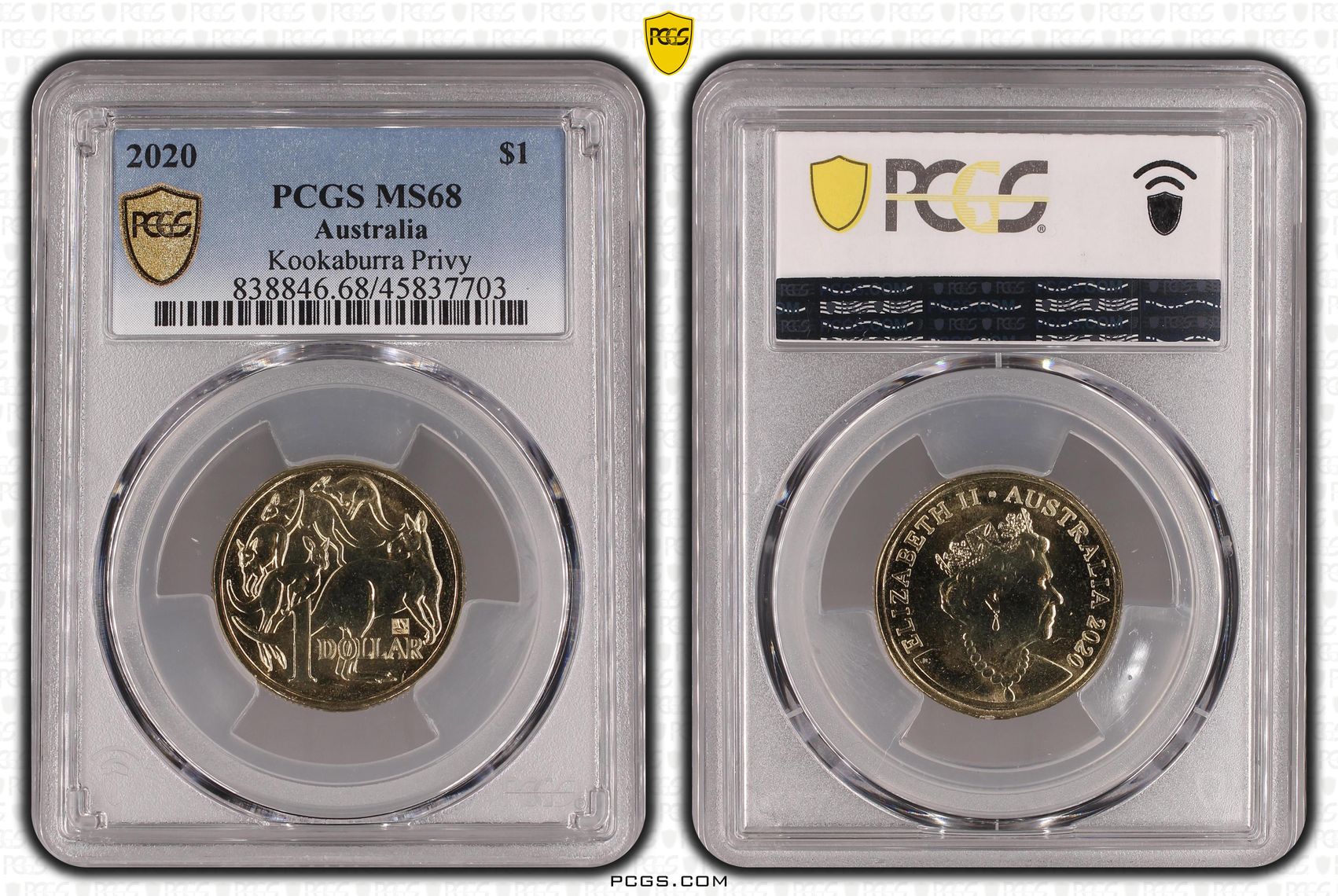 Kookaburra Privy CuAl, POP 17/0, One Dollar, 2020, PCGS MS68