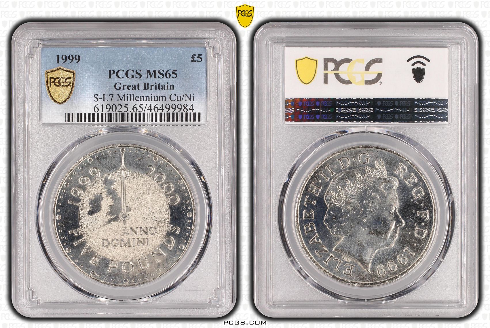 Great Britain, S-L7 Millennium Cu/Ni, Five Pounds, 1999, PCGS MS65