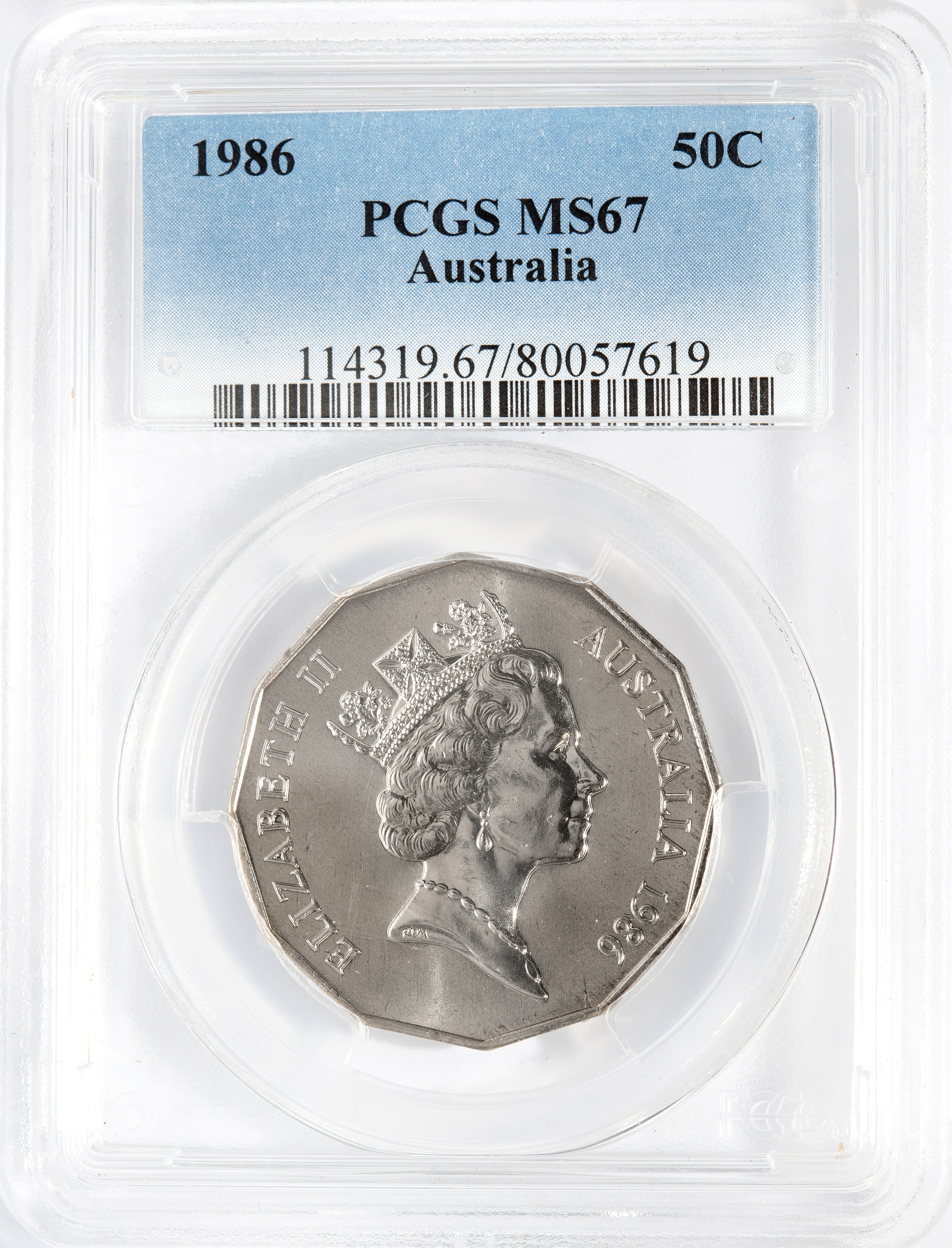 Fifty Cent, 1986, PCGS MS67