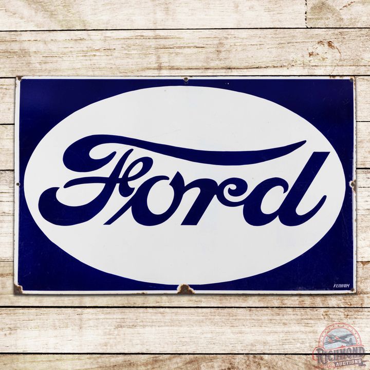 Ford Automobiles Single Sided Porcelain Sign w/ Reverse Colors
