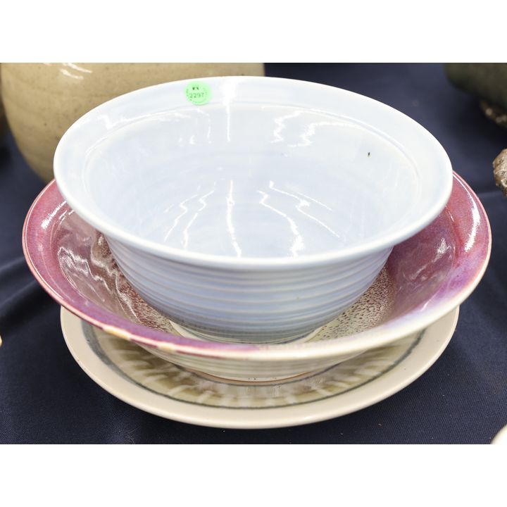 3pc Ed Brannan Studio Pottery Bowls 10'' to 12''