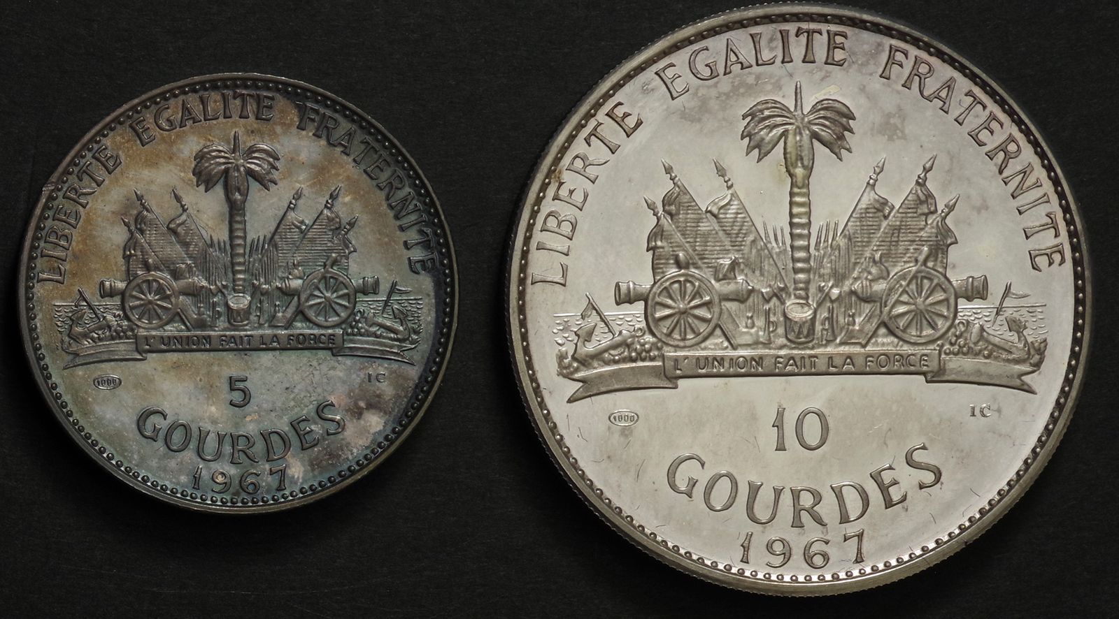 ハイチ共和国 革命10周年記念プルーフ銀貨 10グールド 1968年