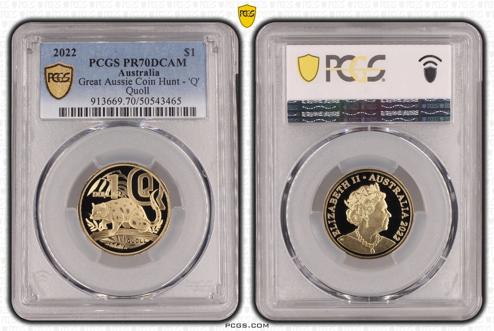 Great Aussie Coin Hunt - 'Q', POP 14/0, One Dollar, 2022, PCGS PR70DCAM