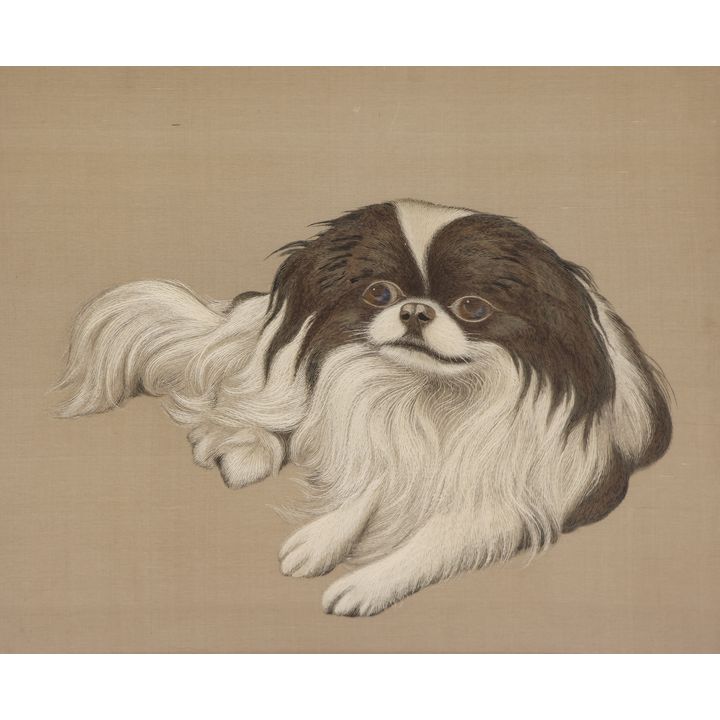 Chinese Silk Embroidered Pekingese Dog Panel