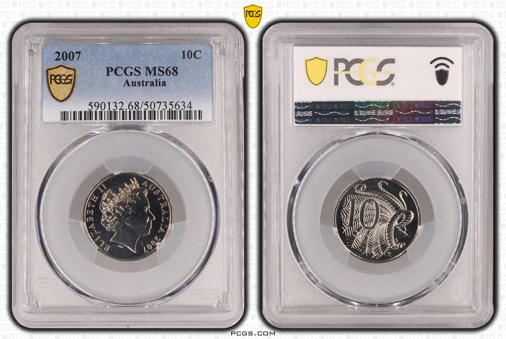 Ten Cent, 2007, PCGS MS68