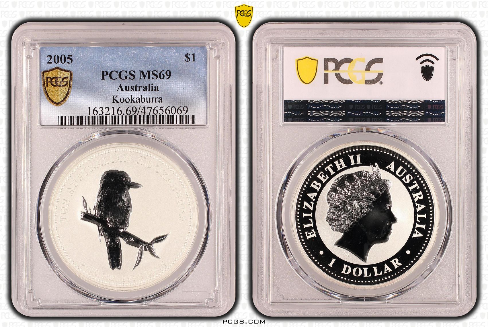 Elizabeth II, Kookaburra, One Dollar, 2005, PCGS MS69
