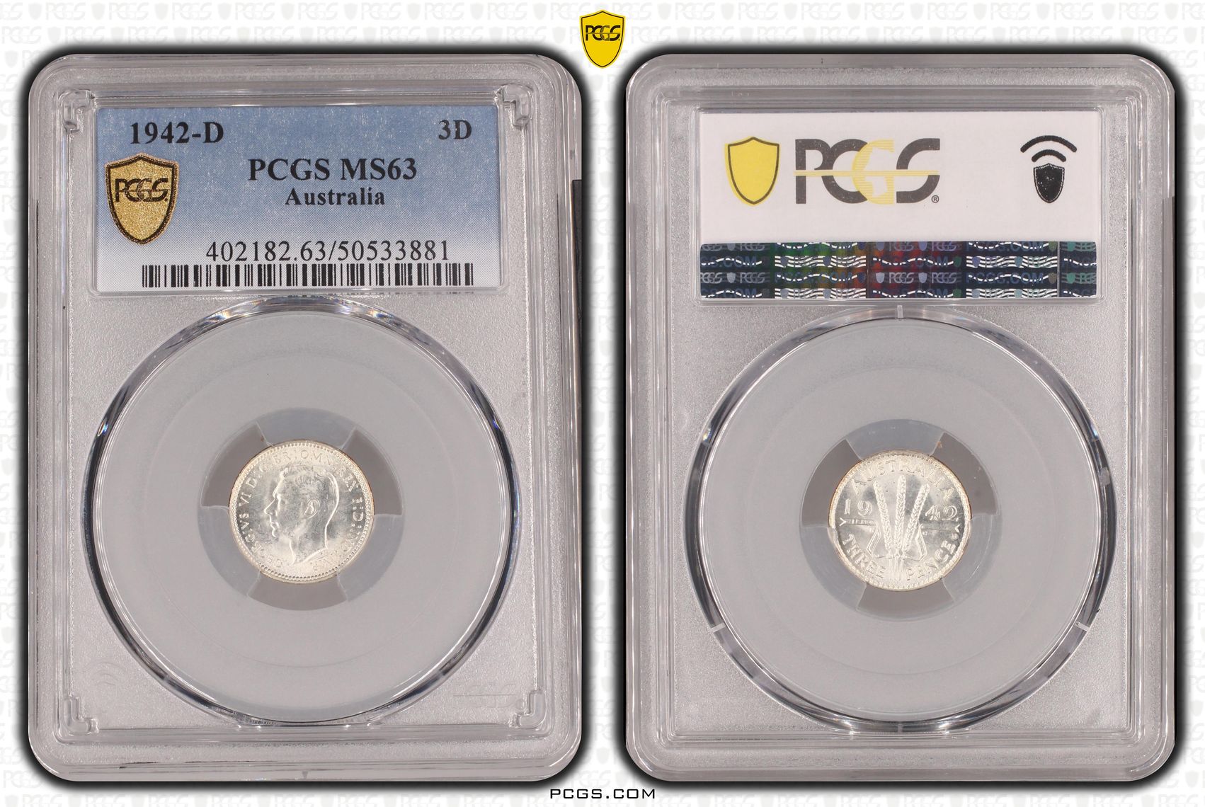 97 · Threepence, 1942-D, PCGS MS63