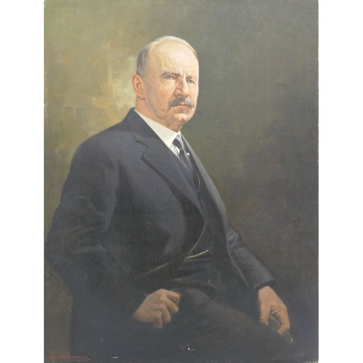 Antique H. Elmer Hange Large Gentleman Portrait Oil