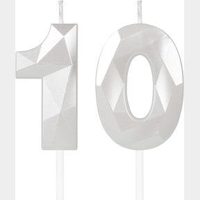 WHITE BIRTHDAY CANDLES FOR CAKE, NUMBER 10 CANDLE FOR 10TH BIRTHDAY DECORATIONS, 3D DESIGN CAKE TOPPER DECORATIONS FOR BOY GIRL WO