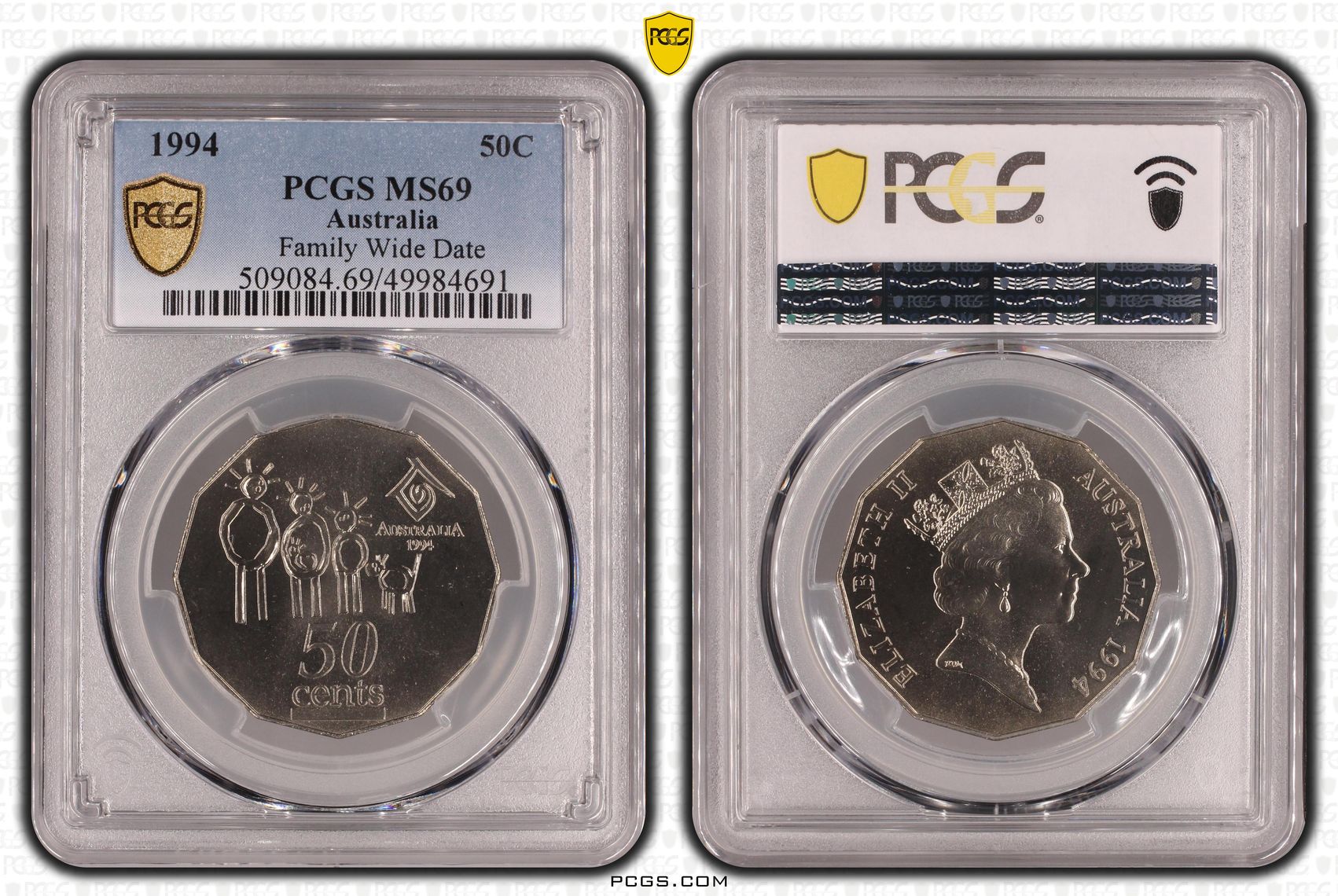 Family Wide Date, Fifty Cent, 1994, PCGS MS69