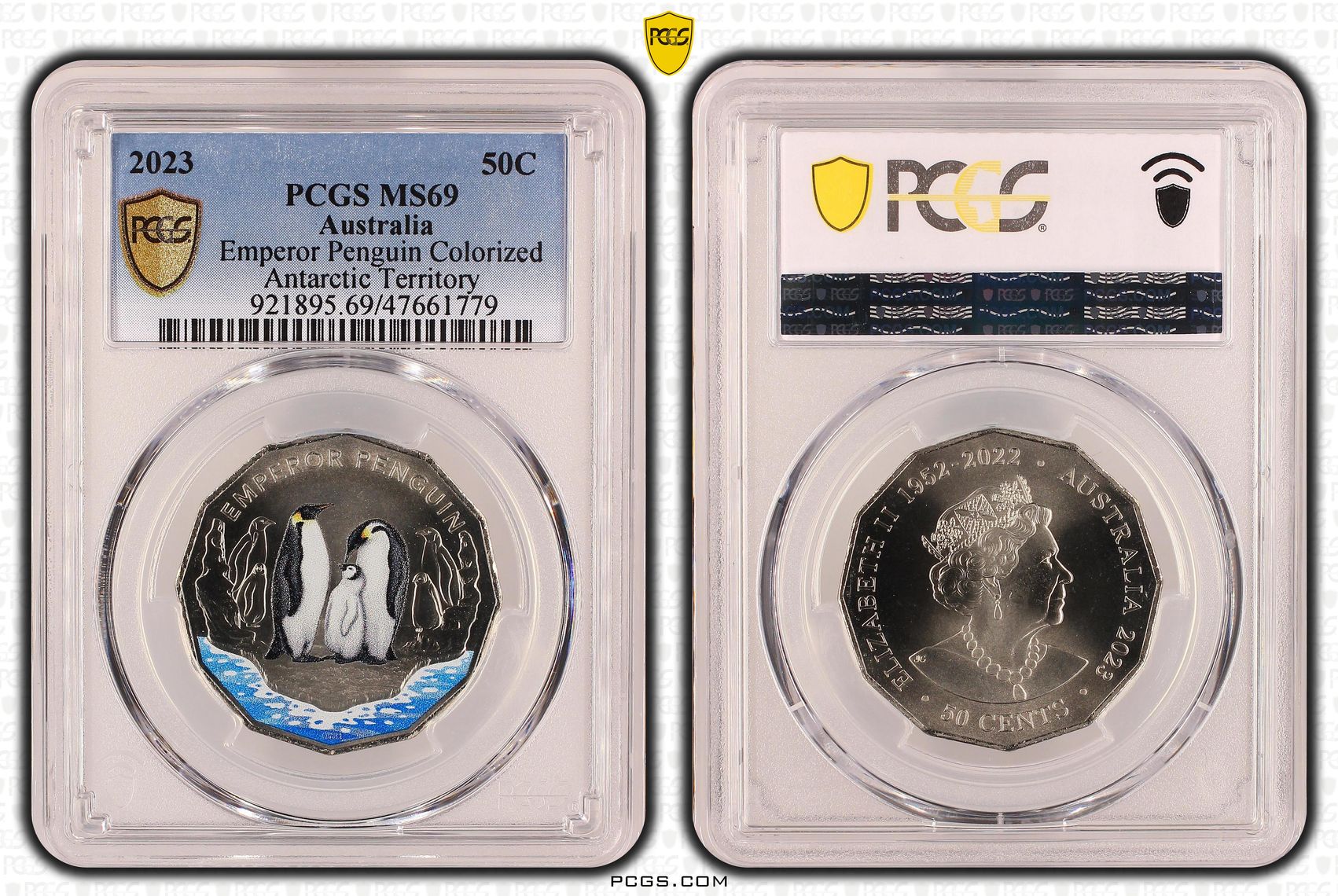 Emperor Penguin Colorized, Fifty Cent, 2023, PCGS MS 69