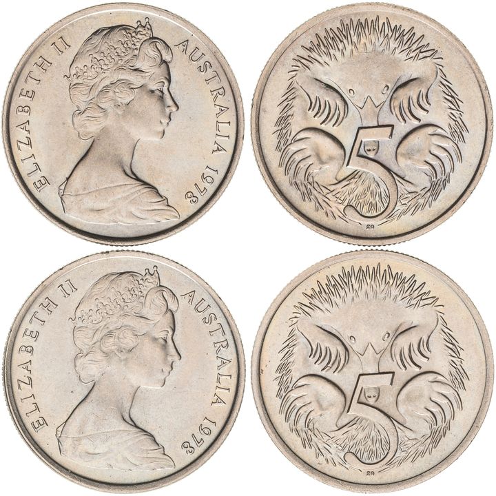 Elizabeth II, Thin Planchet, Five Cents, 1978, aUNC