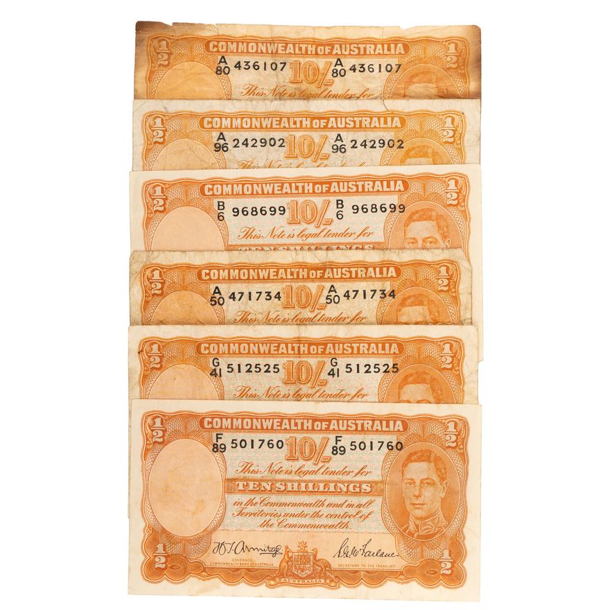 Ten Shillings, 1942 - 1952,  Good - VF