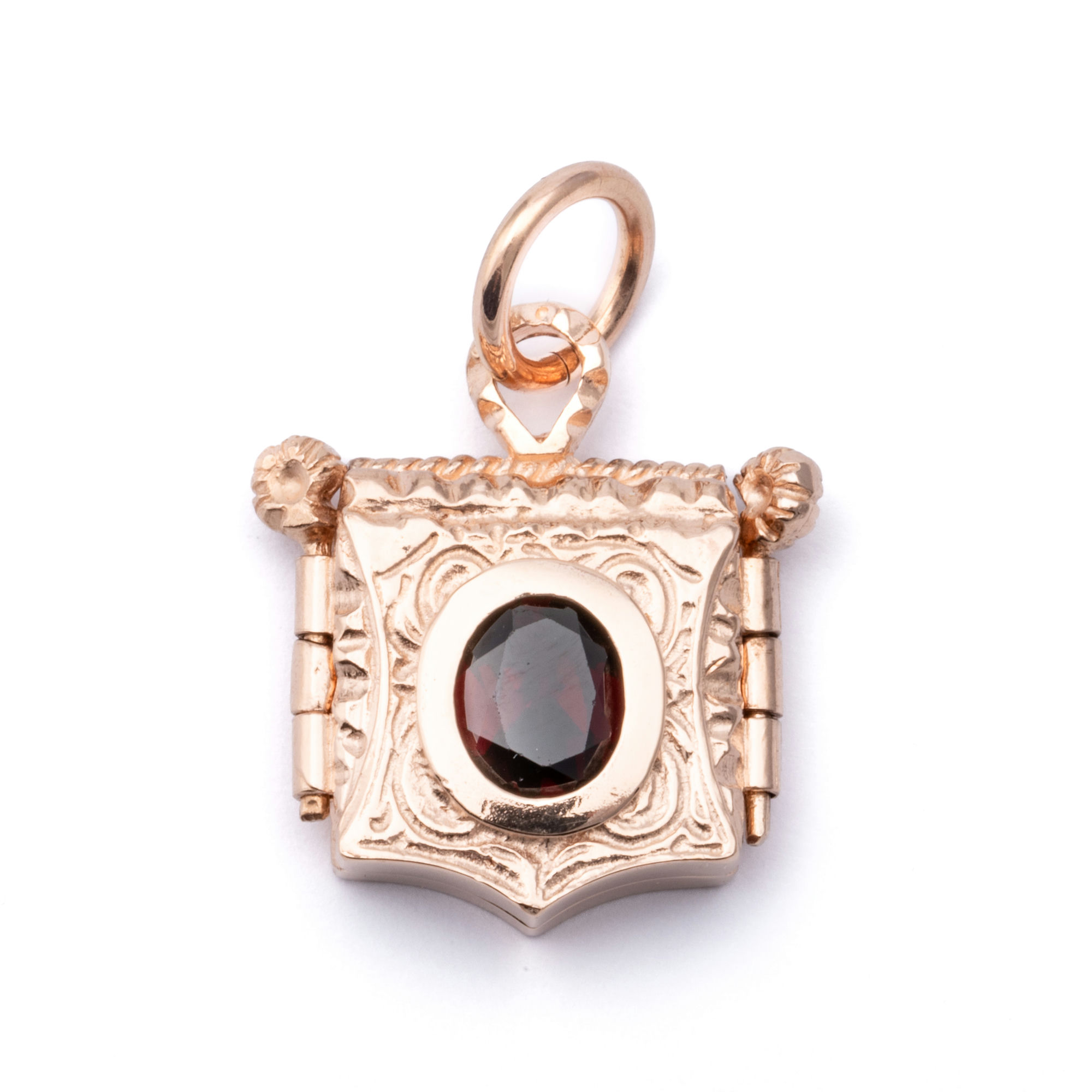 Garnet Shield Locket 9ct Gold,