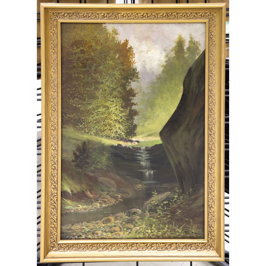 Antique Futz ''Dirge Creek, Sierra Nevada Mts.'' Oil Painting Framed 28''x20''