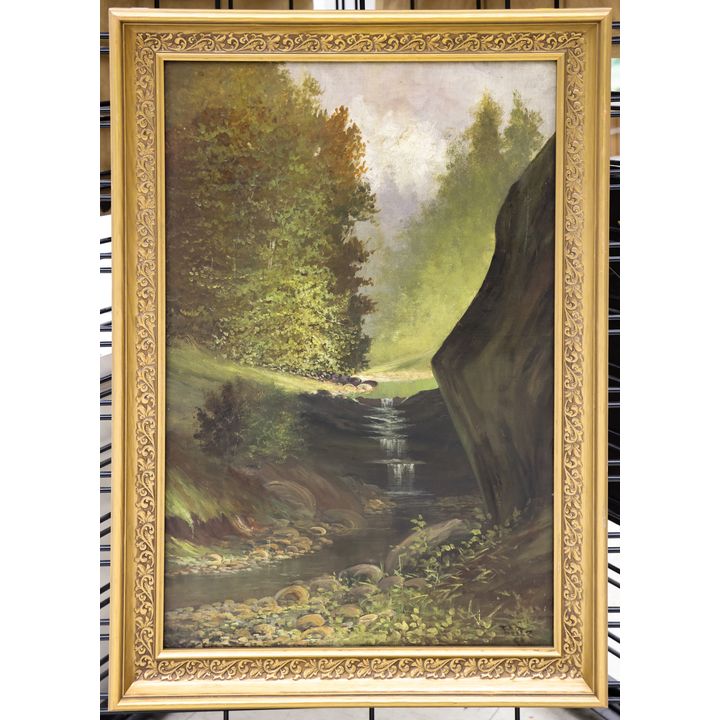 Antique Futz ''Dirge Creek, Sierra Nevada Mts.'' Oil Painting Framed 28''x20''