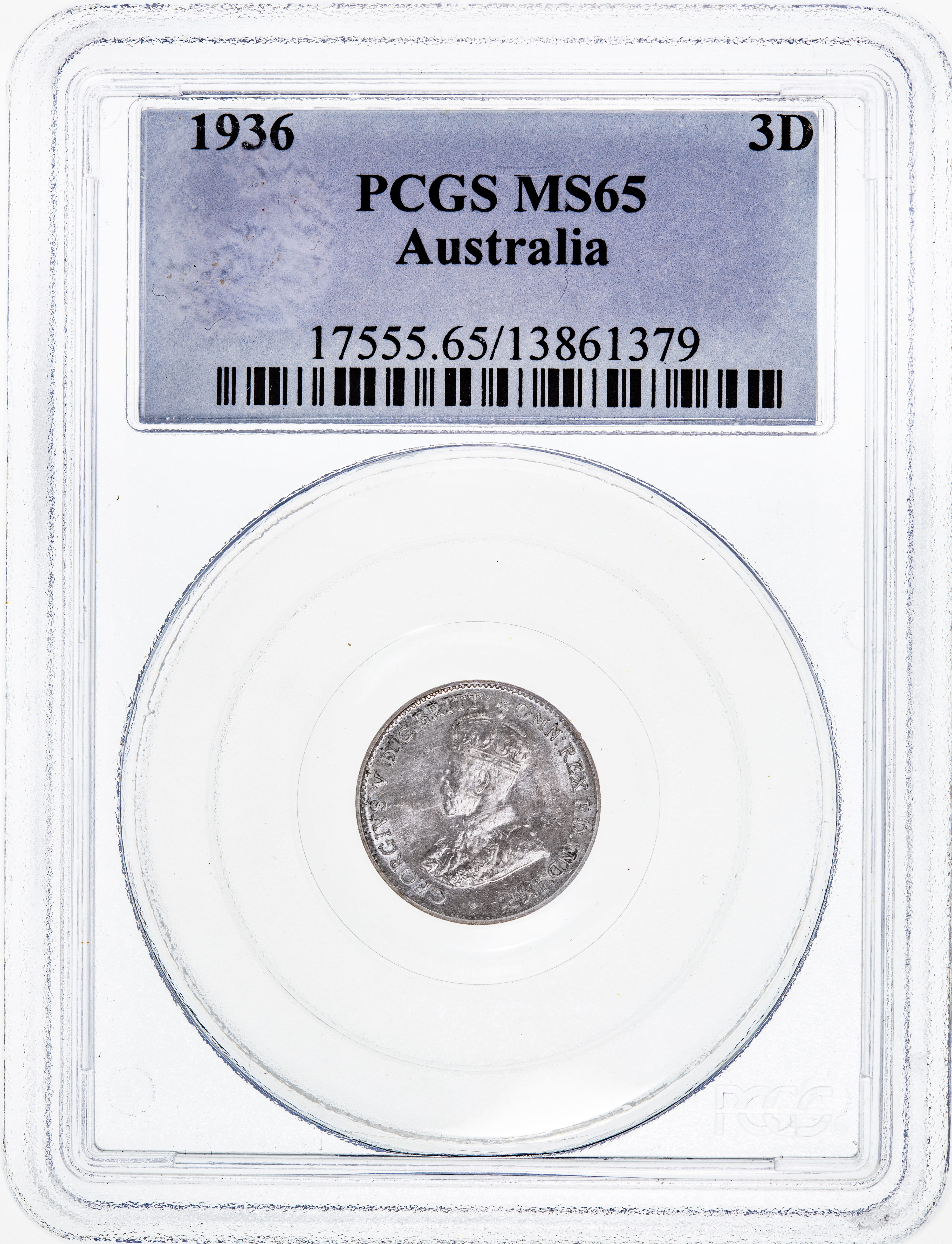 Threepence, 1936(m), PCGS MS65