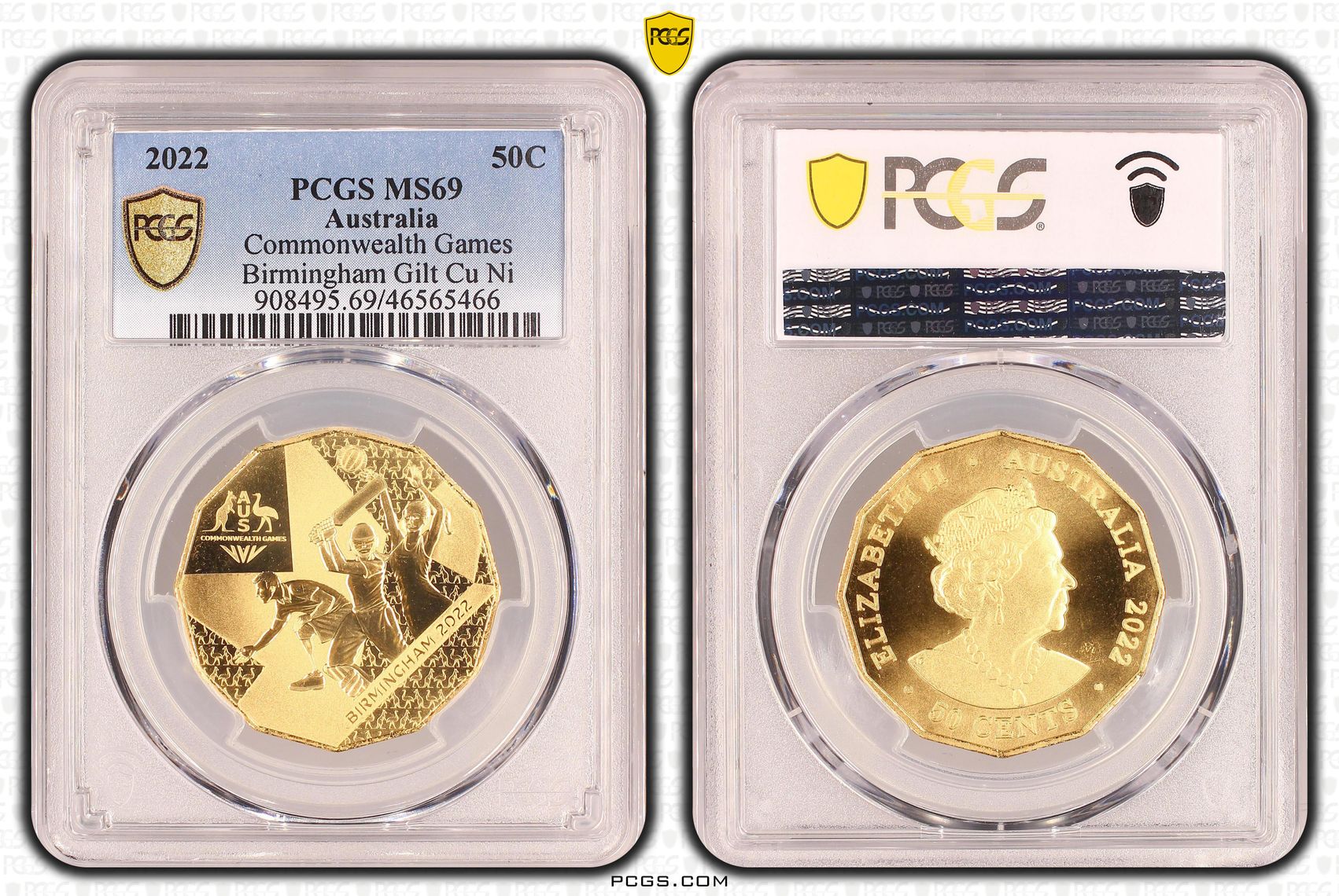 Commonwealth Games Birmingham Gilt-CuNi, Fifty Cent, 2022, PCGS MS69