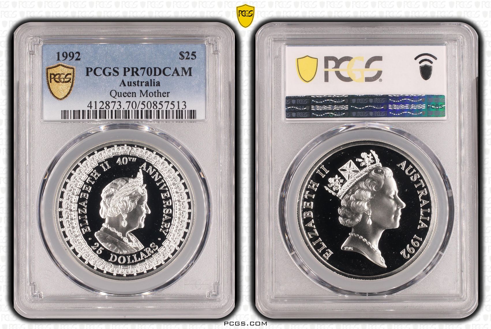 Queen Mother POP 11/0, Twenty Five Dollar, 1992, PCGS PR70DCAM