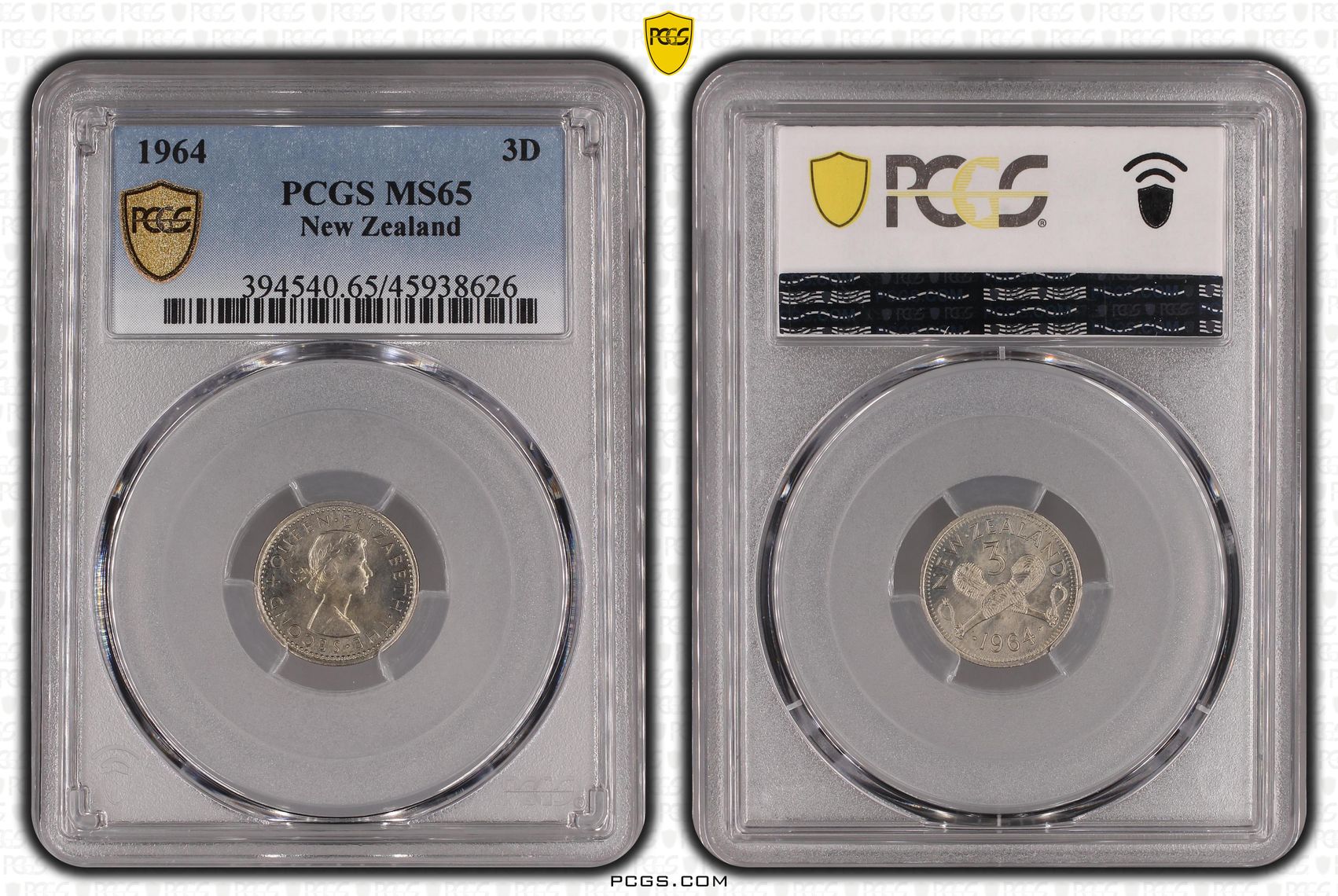 1964 New Zealand Threepence PCGS - MS65 -626