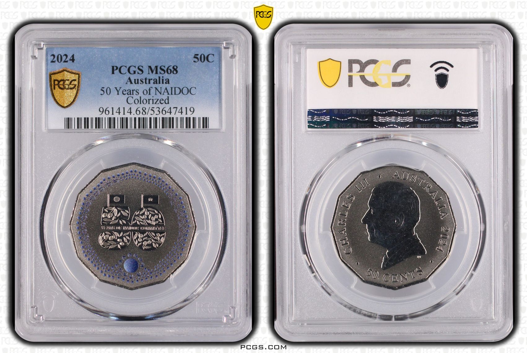 50 Years of NAIDOC Colourised, Fifty Cent, 2024, PCGS MS68