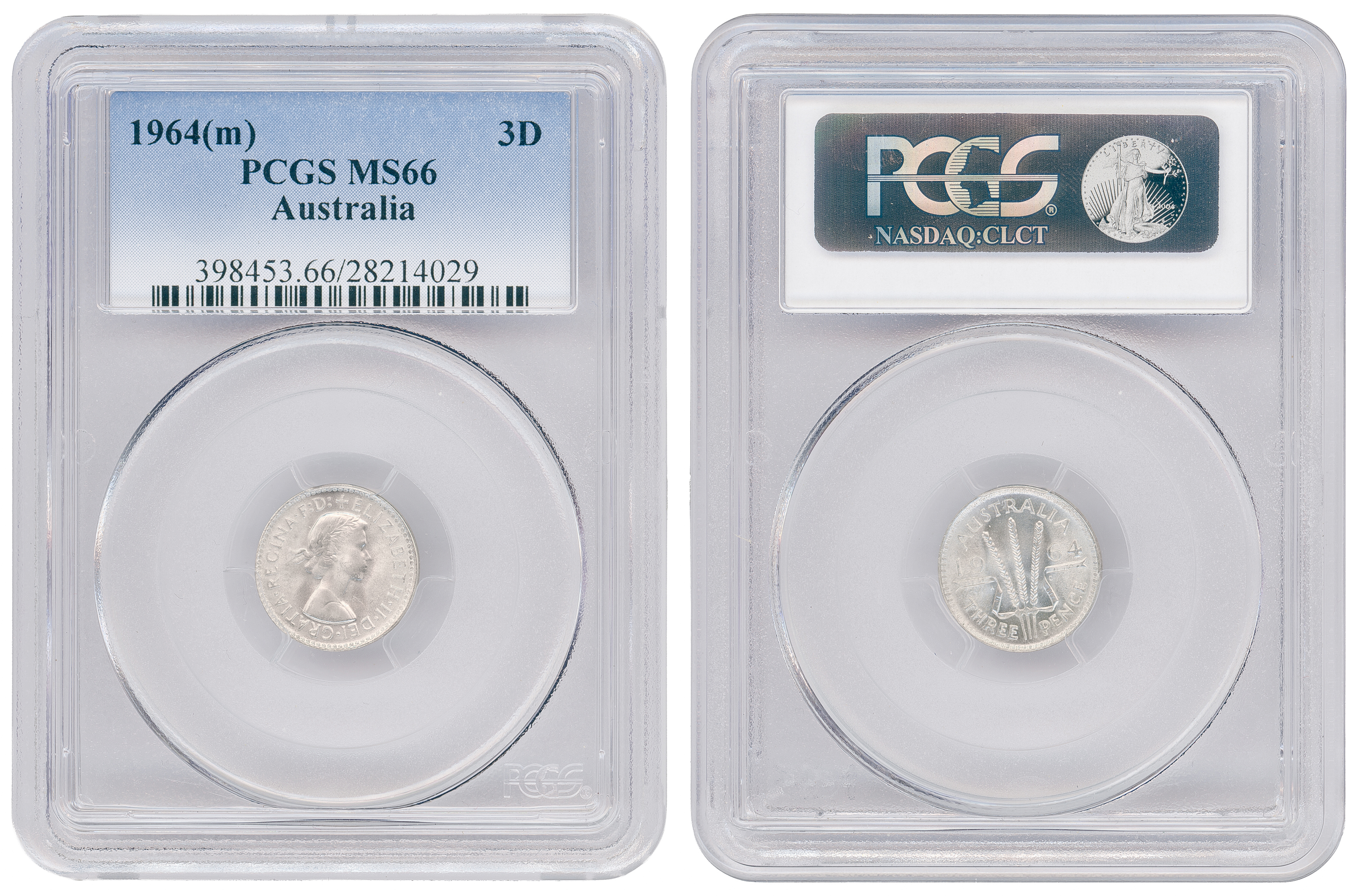 Elizabeth II, Threepence, 1964(m), PCGS MS66