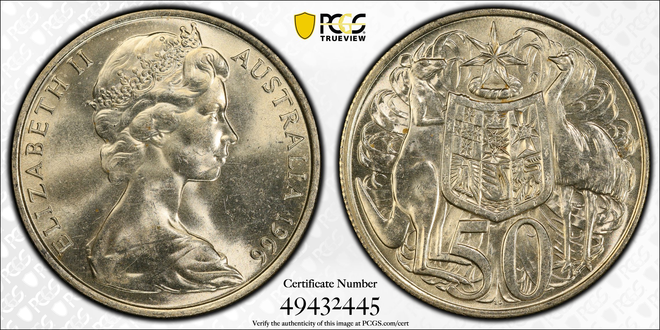 , Fifty Cent, 1966, PCGS MS62