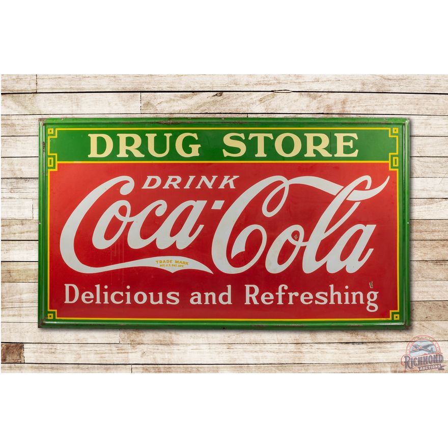 1935 8' Cameo Drink Coca Cola Drug Store Porcelain Sign
