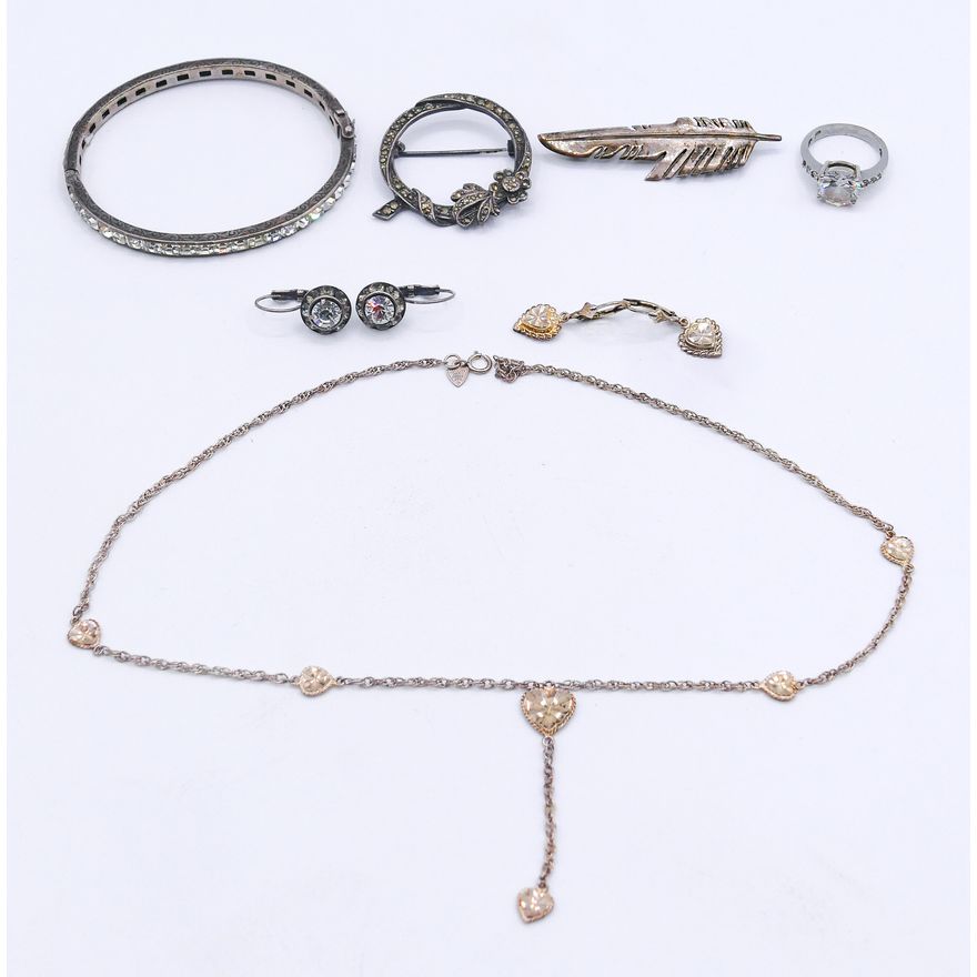Box Sterling Rhinestone Jewelry etc. - 41 Grams TW
