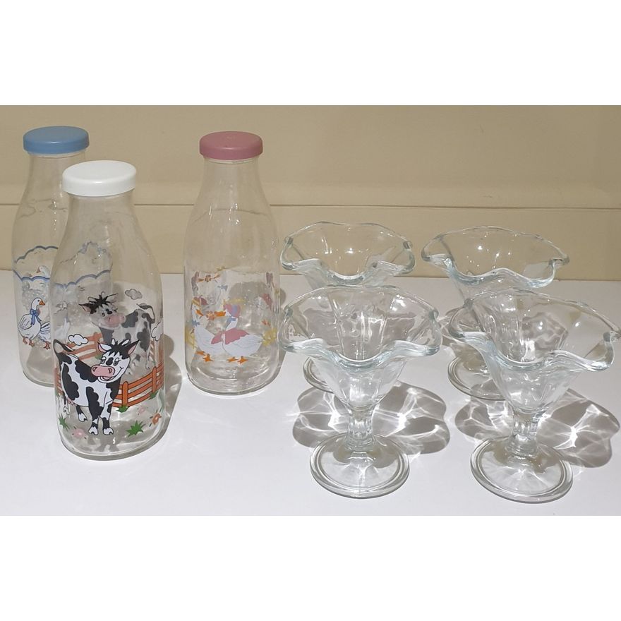 Milk Bottles & Sundae Dishes
