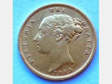 1883 VICTORIA YOUNG HEAD LONDON MINT GOLD HALF SOVEREIGN