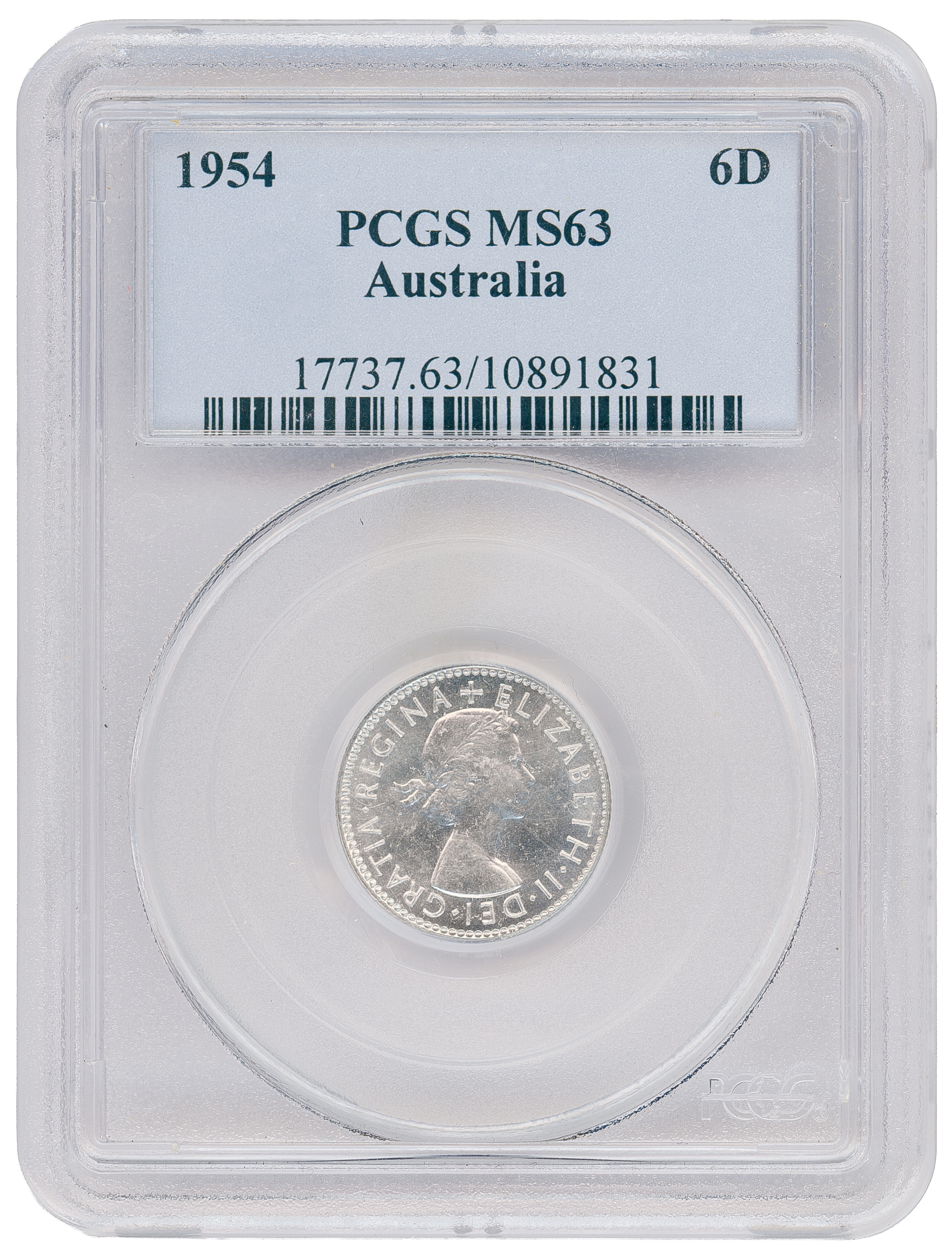 Sixpence, 1954(m), PCGS MS63