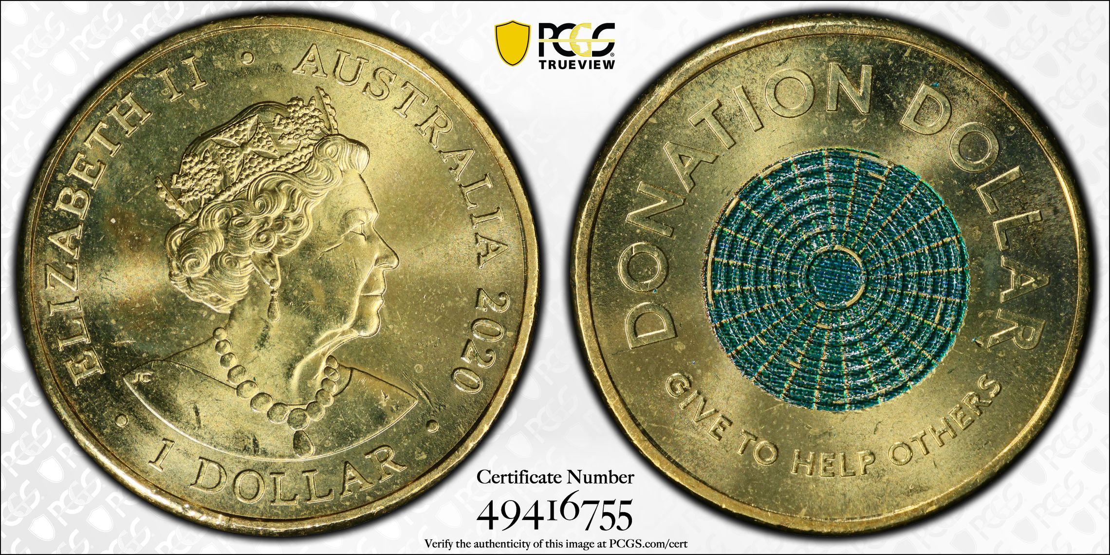 Donation Dollar, One Dollar, 2020, PCGS MS64