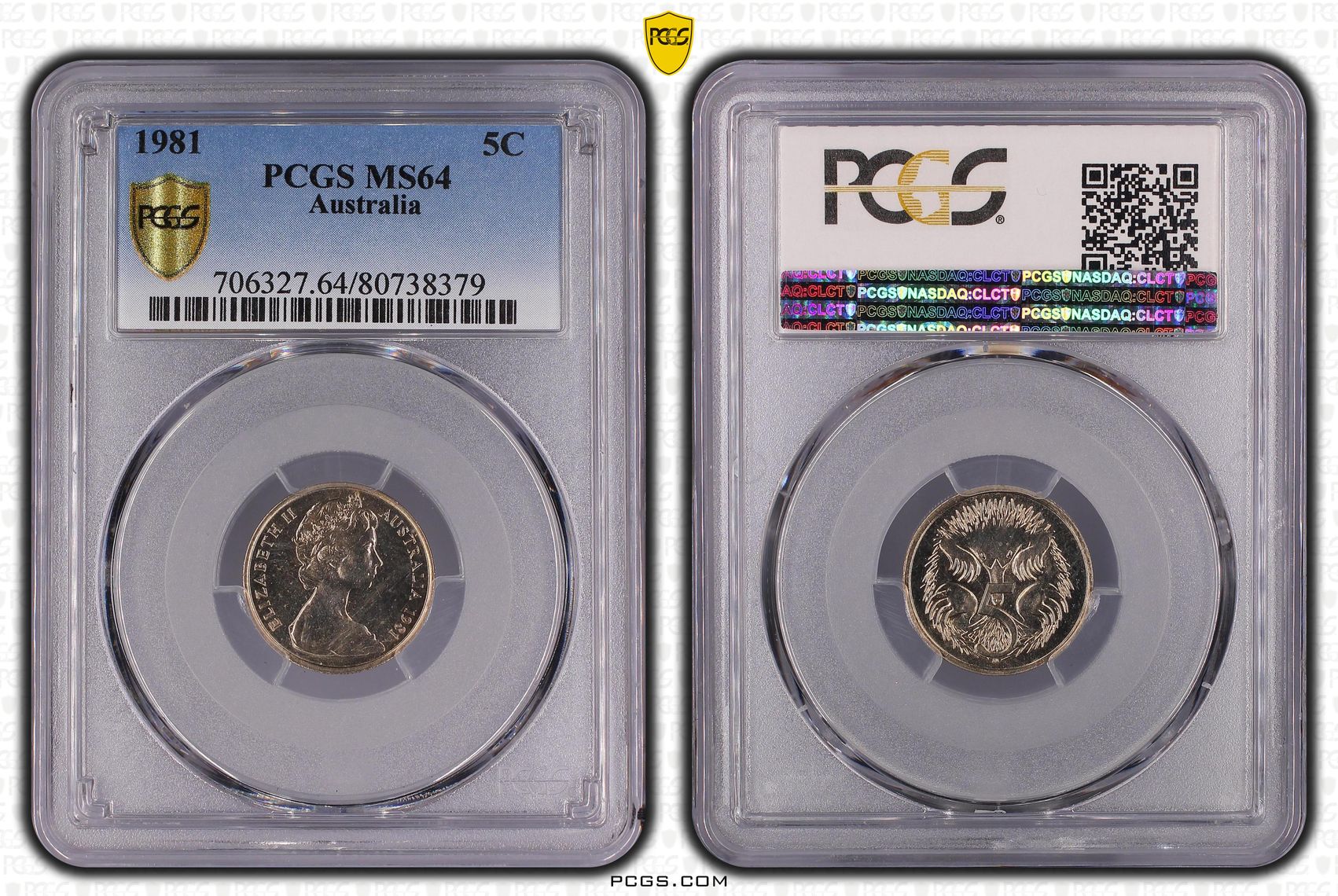 Elizabeth II, Five Cent, 1981, PCGS MS64