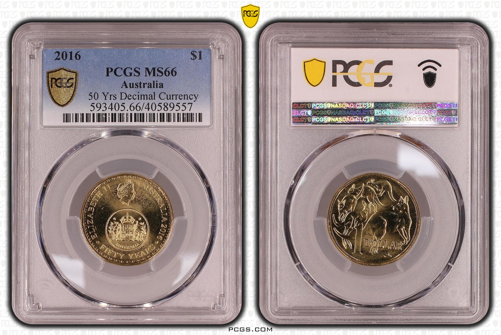 2016 Australia One Dollar, $1 50 Yrs Decimal Currency PCGS - MS66 -557