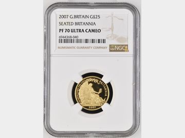 2007 ELIZABETH II BRITANNIA GOLD 1/4oz PROOF 25 POUND COIN PF70 UCAM